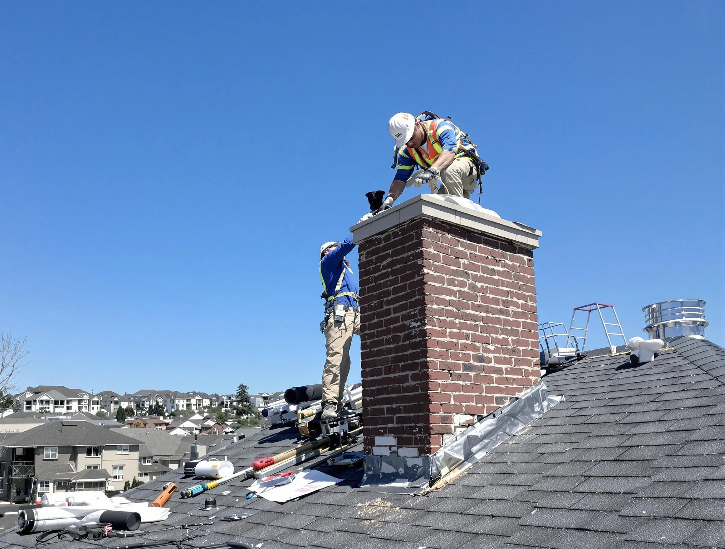 Broomfield Chimney Sweep repairing a chimney crown in Broomfield, CO