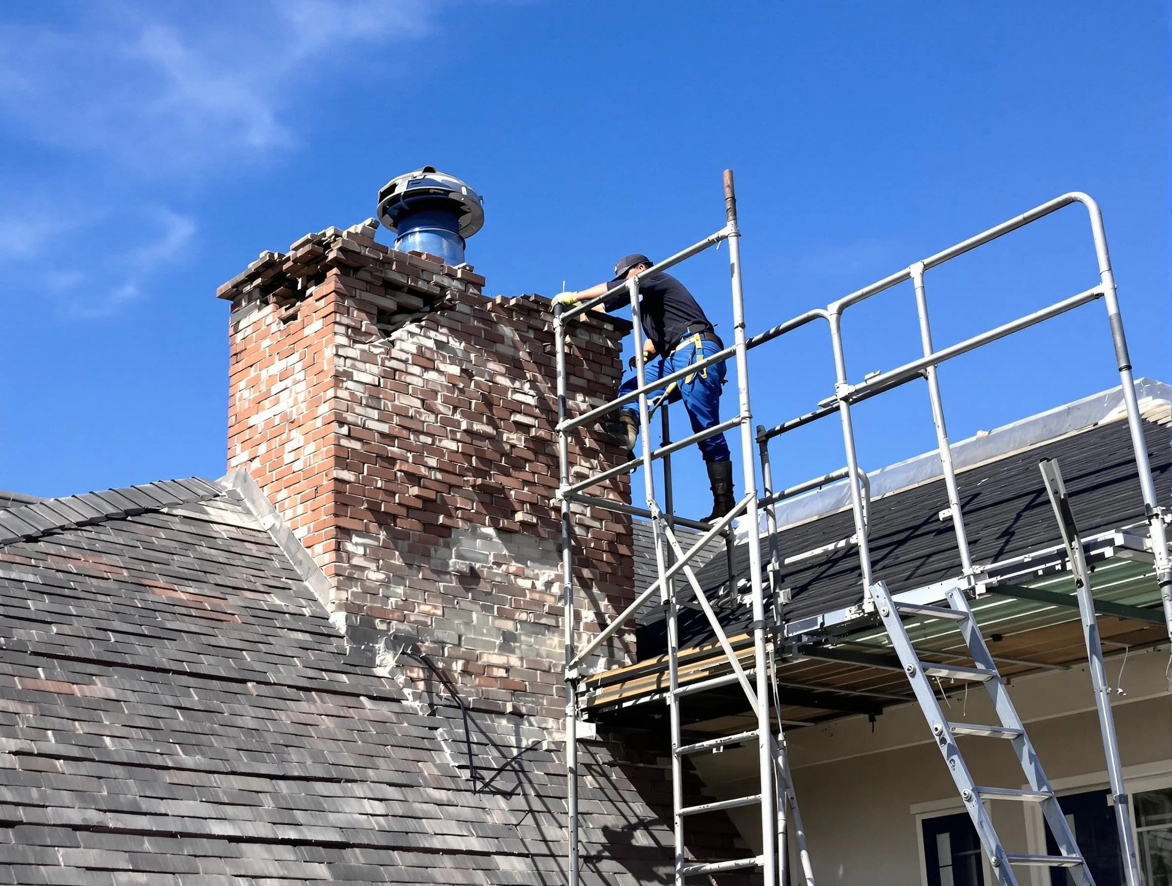 Rebuilding a chimney structure by Broomfield Chimney Sweep in Broomfield, CO