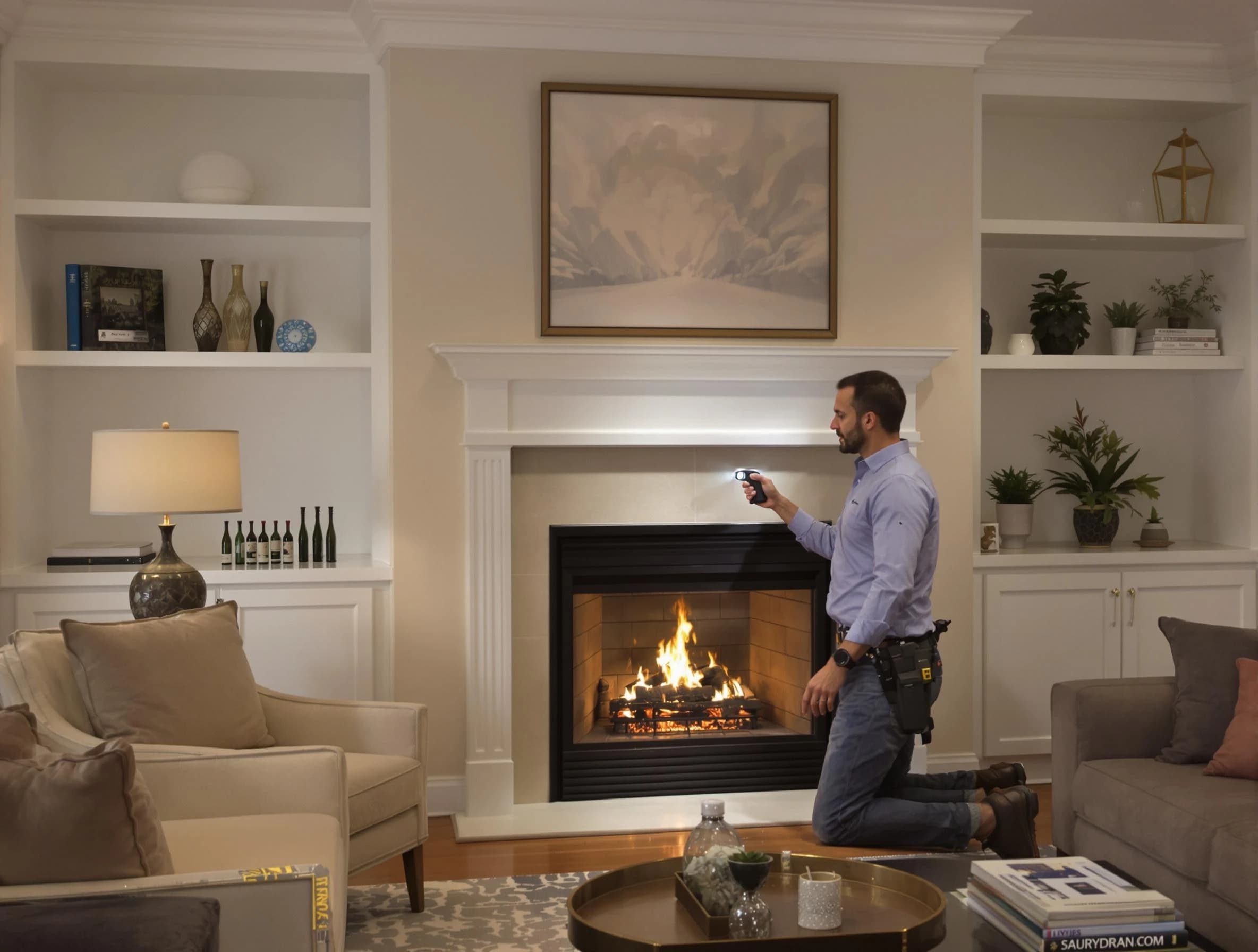 Broomfield Chimney Sweep conducting a fireplace safety inspection in Broomfield, CO