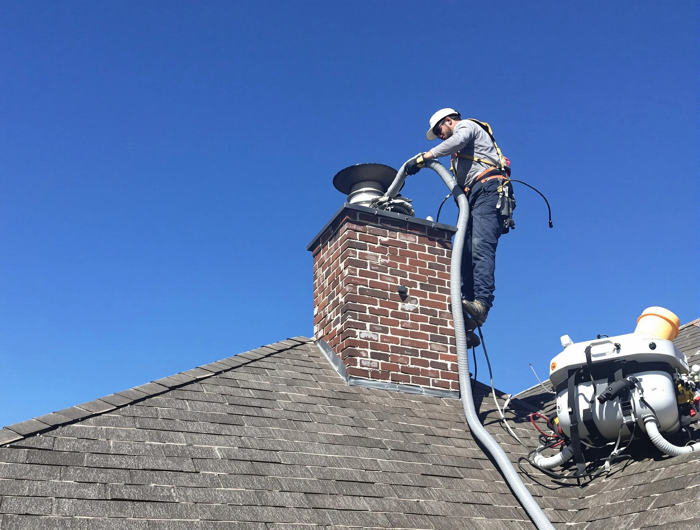 Dedicated Broomfield Chimney Sweep team member cleaning a chimney in Broomfield, CO