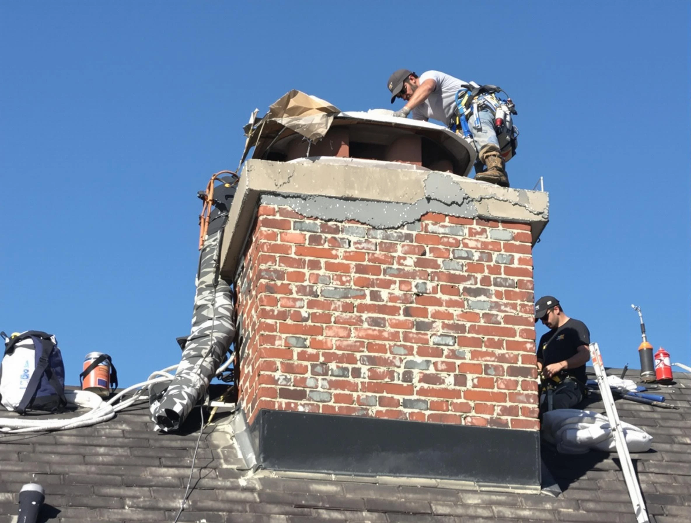 Broomfield Chimney Sweep installing a custom chimney crown in Broomfield, CO