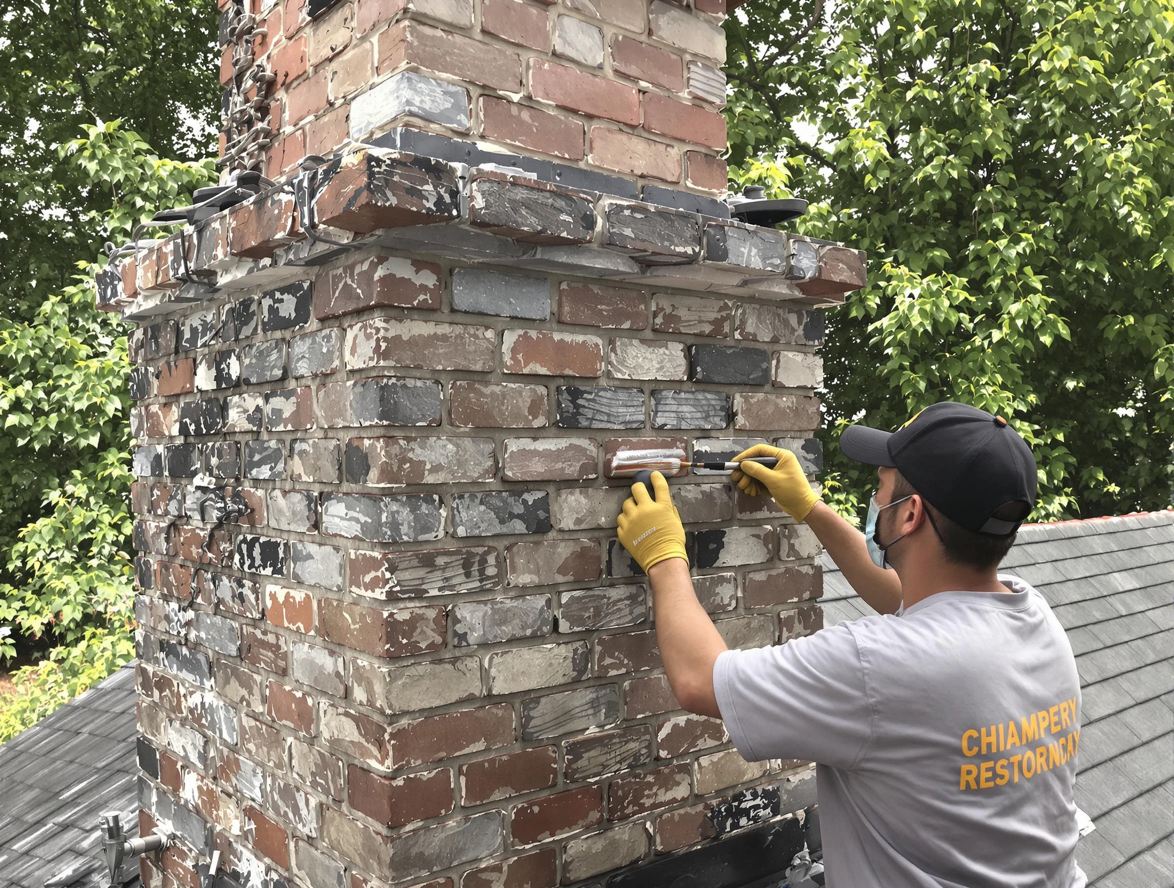 In-progress chimney restoration by Broomfield Chimney Sweep in Broomfield, CO